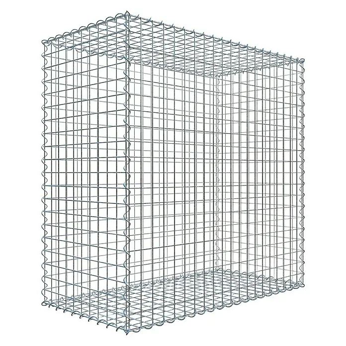 Gabiona Gabione - 100 x 50 x 100 cm, Metall, Maschenbreite: 50 mm, Maschenhöhe: 50 mm - Das Bild zeigt einen Gabionenkorb aus Drahtgeflecht, der eine stabile Struktur für den Garten- und Landschaftsbau bietet.
