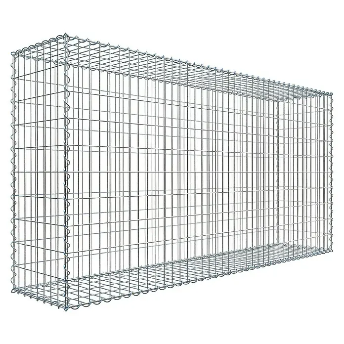 Gabiona Gabione - 200 x 40 x 100 cm, Metall, Maschenbreite: 50 mm, Maschenhöhe: 100 mm - Ein Gabionen-Korb aus verzinktem Drahtgeflecht, ideal für Gartenmauern oder dekorative Elemente. Robust und langlebig für vielfältige Anwendungen.