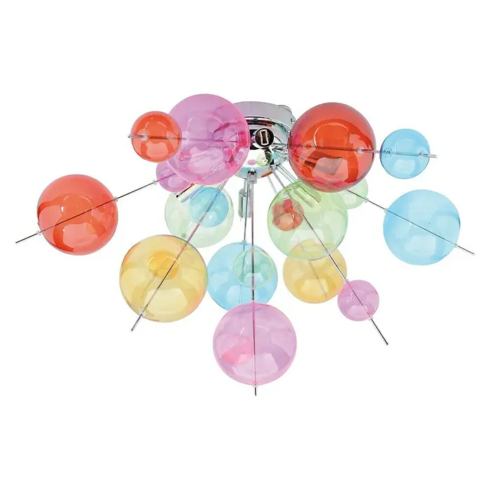 Deckenleuchte - Bunt, G9 - Bunte Deckenleuchte mit kugelförmigen Lampenschirmen in verschiedenen Farben, die ein verspieltes und modernes Ambiente schafft.