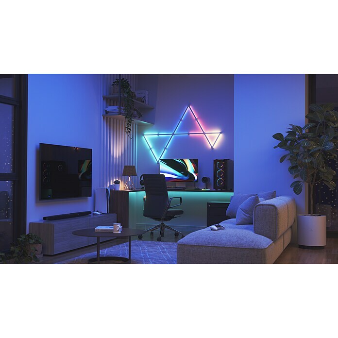 Nanoleaf LED-Lichtleiste Lines Erweiterung 3er2 W, Weiß, Länge: 27,85 cm, RGBW Mood Shot