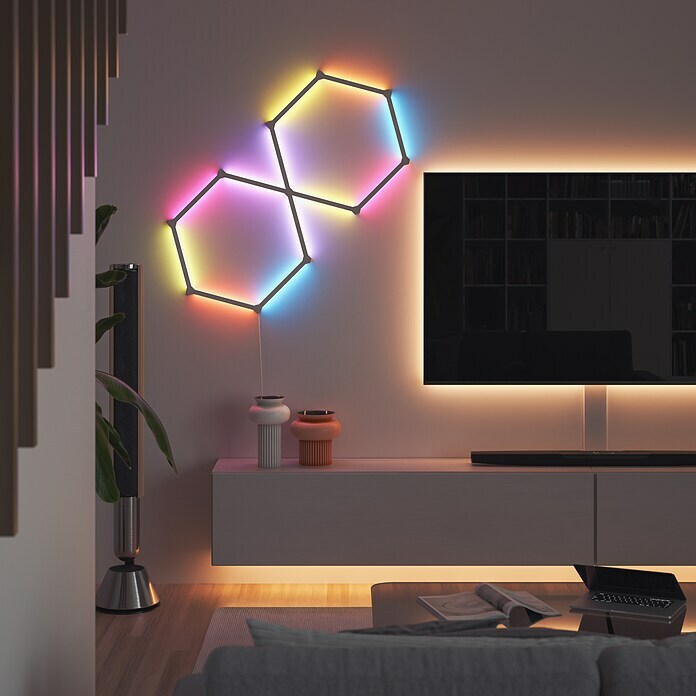 Nanoleaf LED-Lichtleiste Lines Erweiterung 3er2 W, Weiß, Länge: 27,85 cm, RGBW Mood Shot