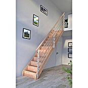 Starwood Raumspartreppe Mykonos (Breite: 85 cm, Buche, Geschosshöhe: 280 cm, Gerade, Montageseite Geländer: Wahlweise links/rechts, Designgeländer Holzrundstäbe, Mit Setzstufen) | BAUHAUS