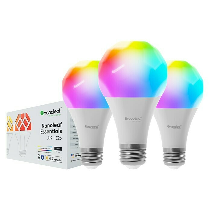 Nanoleaf Smart-LED-Lampen Set Essentials E27 3er Pack (E27, Dimmbarkeit: Dimmbar, RGBW, 806 lm, 9 W, 3 Stk.) | BAUHAUS