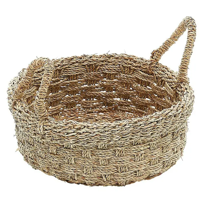 Korb Lagos - Ø x H: 32 x 17 cm, Natur - Korb: Dieser Korb aus Seegras hat ein ovales Design und ist mit zwei Griffen ausgestattet, perfekt für die Aufbewahrung oder als dekoratives Element.