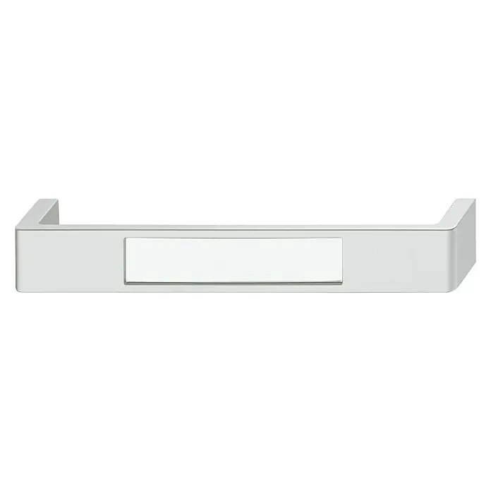 Häfele Möbelgriff - Typ Möbelgriff: Sonstige, L x B x H: 20,2 x 3 x 3 cm, Verchromt, Zinkdruckguss - Ein elegantes, silberfarbenes Handtuchregal mit einem rechteckigen Akzent. Ideal für moderne Badezimmer, bietet es stilvolle Funktionalität.