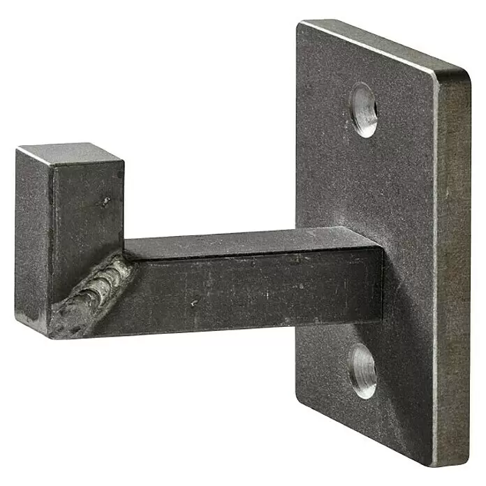 Häfele Gancho para colgar - L x An x Al: 58 x 40 x 60 mm, Acero, Negro - Gancho metálico soldado gris oscuro con placa de montaje plana y dos orificios para tornillos.