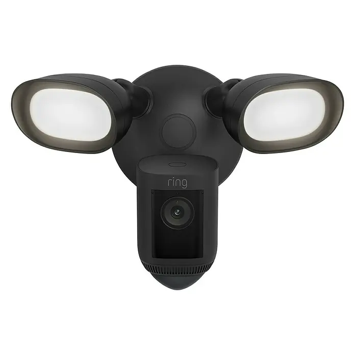 Ring Überwachungskamera Flutlichtkamera Pro Kabel - Schwarz, Netzbetrieben, 2.048 x 1.536 Pixel (2K-HD) - Das Ring Flutlicht mit Kamera ist eine Sicherheitslösung für den Außenbereich, die Überwachung mit heller Beleuchtung kombiniert.