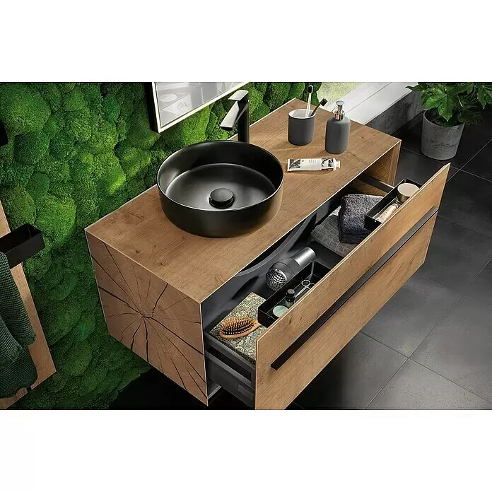 Lanzet Waschtischunterschrank - 100 x 45 x 45 cm, Berg Eiche - Stimmungsaufnahme
