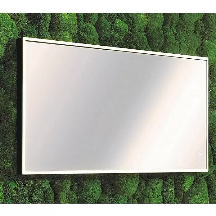 Lanzet Dune LED-Lichtspiegel - 50 x 100 cm - Rechteckiger beleuchteter Spiegel mit weißem Rahmen und Touch-Bedienung.