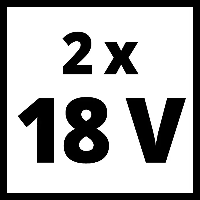 Einhell PXC 18V Set de baterías TwinPack - 18 V, 5,2 Ah, 2 baterías - Símbolo para sistema de batería 2x18V, destacando la compatibilidad y potencia de la herramienta. Ideal para profesionales y aficionados al bricolaje.