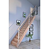 Starwood Raumspartreppe Rhodos (Breite: 84 cm, Buche, Geschosshöhe: 300 cm, Gerade, Montageseite Geländer: Wahlweise links/rechts, Designgeländer Edelstahl, Mit Setzstufen) | BAUHAUS