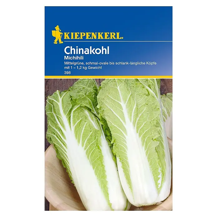 Kiepenkerl Gemüsesamen Chinakohl Michihili - Brassica rapa var. pekinensis, Erntezeit: September - Samenpackung Chinakohl Michihili von Kiepenkerl, mittelgrüne, schmal-ovale bis schlank-längliche Köpfe, Gewicht 1-1,2 kg.