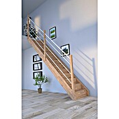 Starwood Raumspartreppe Mykonos (Breite: 81 cm, Eiche, Geschosshöhe: 280 cm, Gerade, Montageseite Geländer: Links, Geländer Holz/Edelstahl weiß, mit Setzstufen) | BAUHAUS