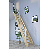 Starwood Raumspartreppe Samos (Breite: 63 cm, Fichte, Geschosshöhe: 250 cm - 285 cm, Gerade, Montageseite Geländer: Wahlweise links/rechts, Geländer Holz/Edelstahl Weiß, Stufen wechselseitig) | BAUHAUS