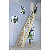 Starwood Raumspartreppe Samos (Breite: 63 cm, Fichte, Geschosshöhe: 250 cm - 285 cm, Gerade, Montageseite Geländer: Wahlweise links/rechts, Geländer Holz/Edelstahl Weiß, Stufen wechselseitig) | BAUHAUS
