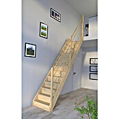 Starwood Raumspartreppe Korfu (Breite: 80 cm, Fichte, Geschosshöhe: 300 cm, Gerade, Montageseite Geländer: Rechts, Designgeländer Holz/Holz, Mit Setzstufen) | BAUHAUS
