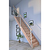 Starwood Raumspartreppe Rhodos (Breite: 84 cm, Buche, Geschosshöhe: 300 cm, Gerade, Montageseite Geländer: Wahlweise links/rechts, Designgeländer Edelstahl, Mit Setzstufen) | BAUHAUS