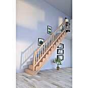 Starwood Raumspartreppe Lindos (Breite: 80 cm, Eiche, Geschosshöhe: 300 cm, Gerade, Montageseite Geländer: Wahlweise links/rechts, Geländer Holz/Edelstahl weiß, Mit Setzstufen) | BAUHAUS