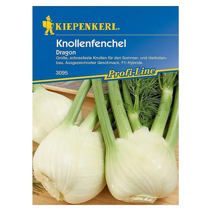 Kiepenkerl Profi-Line Gemüsesamen Knollenfenchel Dragon - Foeniculum vulgare var. azoricum, Erntezeit: Juli - Eine Packung Kiepenkerl Knollenfenchelsamen der Sorte Dragon, ideal für den Anbau im Sommer und Herbst.