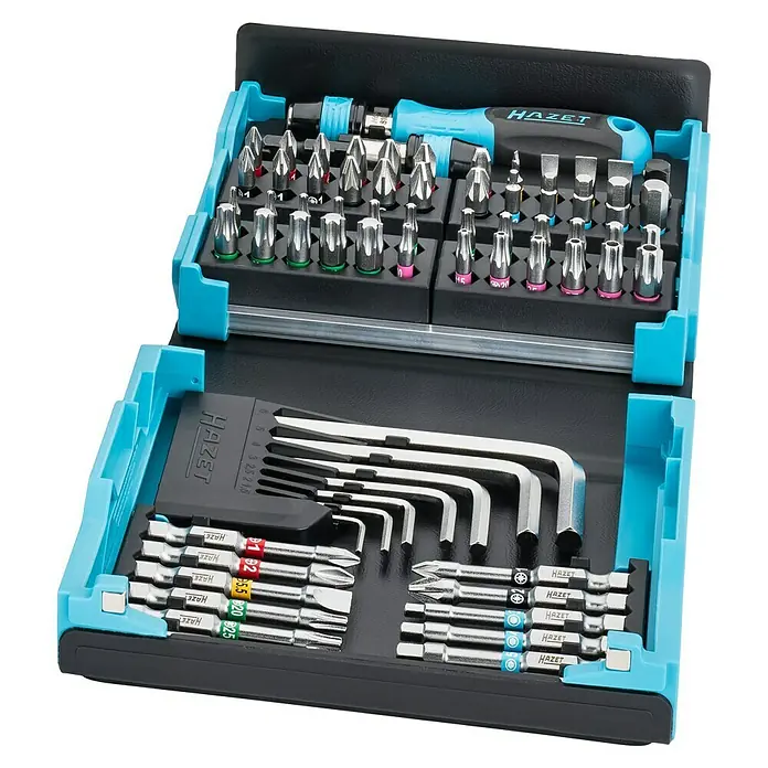 Hazet Bit-Set SmartCase - 69 Stk. - Hazet Bit- und Schraubendreher-Satz in einem aufklappbaren Etui mit verschiedenen Bits, Schraubendrehern und Inbusschlüsseln.