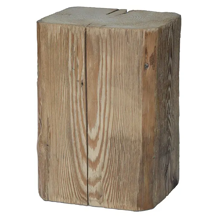Dekosäule Altholz - Fichte/Tanne, 30 x 20 x 22 cm - Ein rustikaler, quadratischer Hocker aus massivem Holz. Die natürliche Maserung und Risse verleihen ihm Charakter und machen ihn zum Hingucker.