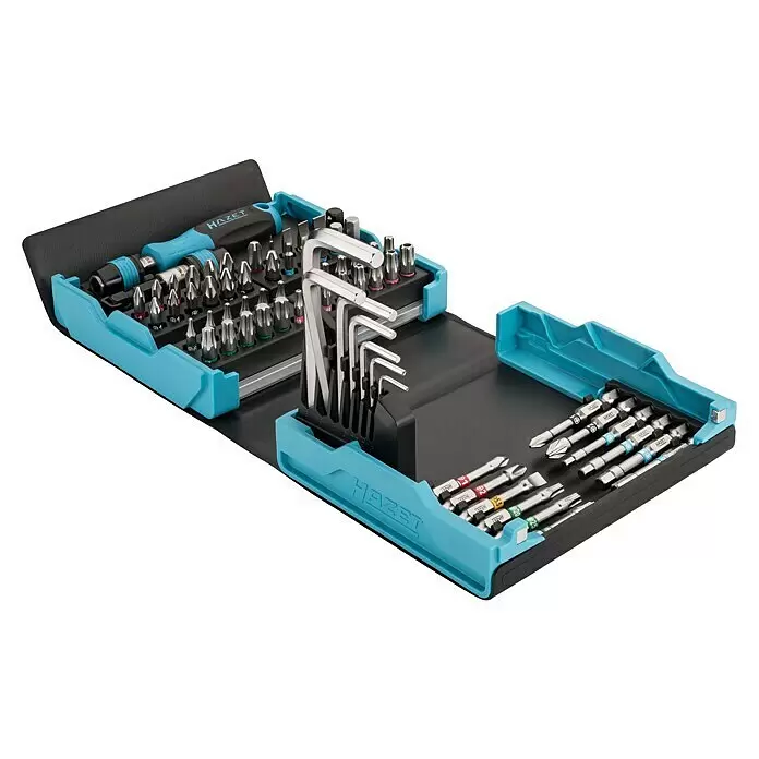 Hazet Set de puntas SmartCase - 69 ud. - Juego de puntas de destornillador HAZET en estuche azul y negro, con mango de destornillador, varias puntas y llaves hexagonales.