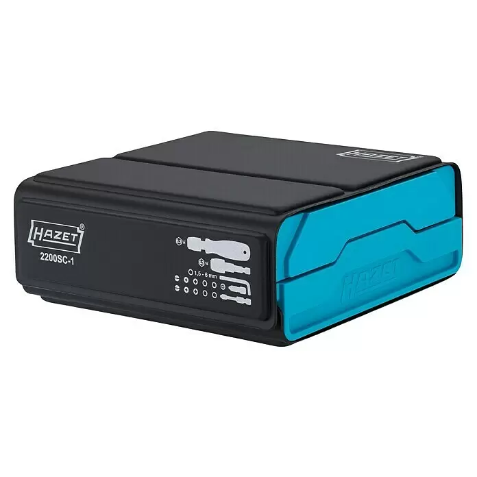 Hazet Set de puntas SmartCase - 69 ud. - Juego de destornilladores y puntas HAZET 2200SC-1 negro y azul con puntas hexagonales, Phillips y Torx.