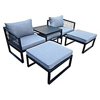 Set lounge namještaja (5 -dij., Aluminij, Boja jastuka za sjedenje: Sive boje)