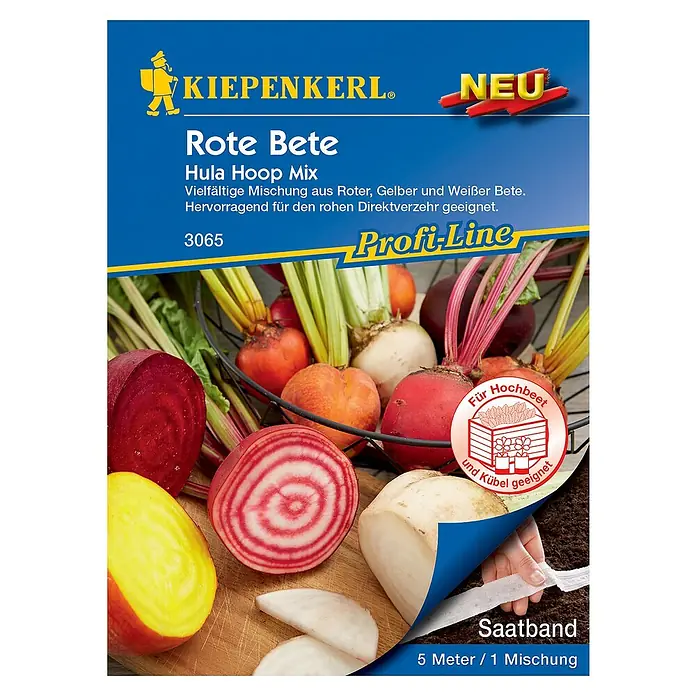 Kiepenkerl Gemüsesamen - Beta vulgaris, Erntezeit: Juli - Rote Bete "Hula Hoop Mix" Samenpackung von Kiepenkerl, eine vielfältige Mischung für den Garten. Ideal für den Direktverzehr.