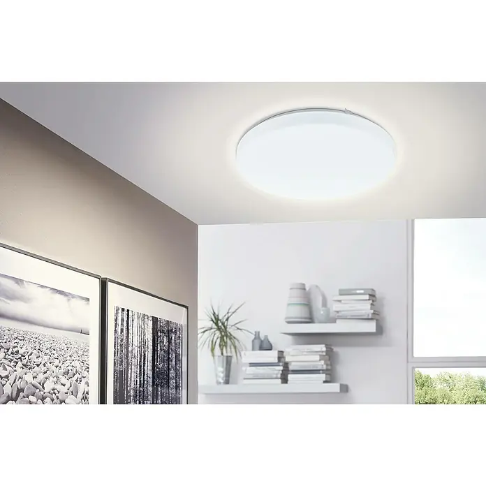 Eglo LED-Deckenleuchte - Weiß, Warmweiß - Deckenleuchte mit rundem, weißem Design, die modernes Ambiente in den Raum bringt und für eine gleichmäßige Ausleuchtung sorgt.