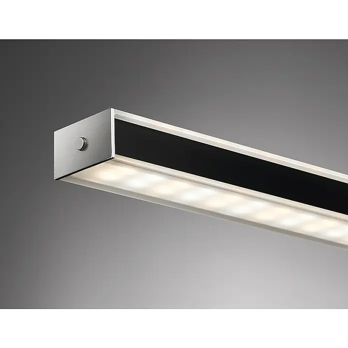 Fischer & Honsel LED-Pendelleuchte Vitan TW - 15 W, Sandschwarz - Moderne LED-Wandleuchte mit silbernem Rahmen und schwarzem Akzentband, die ein warmes, diffuses Licht ausstrahlt und eine elegante Atmosphäre schafft.