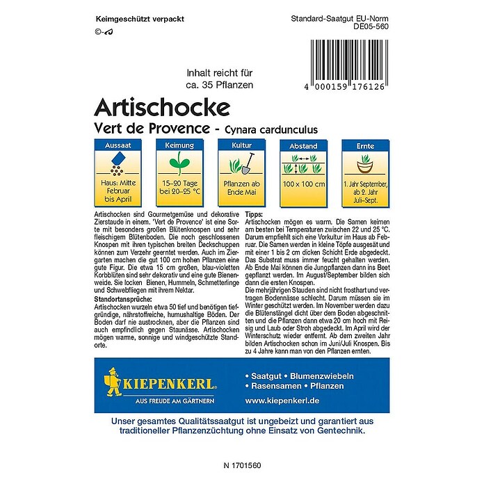 Kiepenkerl Profi-Line Gemüsesamen Artischocke (Cynara cardunculus, Erntezeit: September) | BAUHAUS