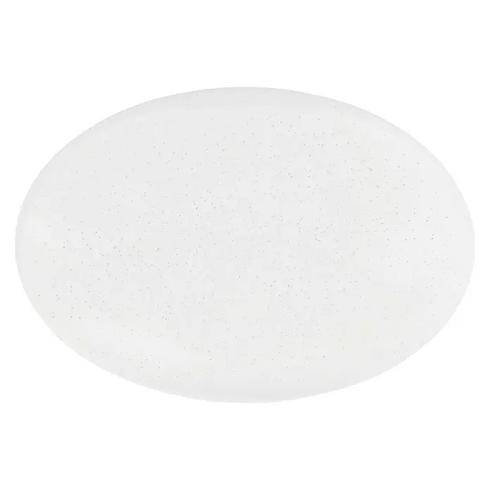 Eglo LED-Deckenleuchte rund - Ø x H: 40 x 9,5 cm - Diese Aufnahme zeigt eine weiße Deckenleuchte mit einem subtilen Glitzereffekt vor einem schwarzen Hintergrund. Ideal für stilvolle Beleuchtung.