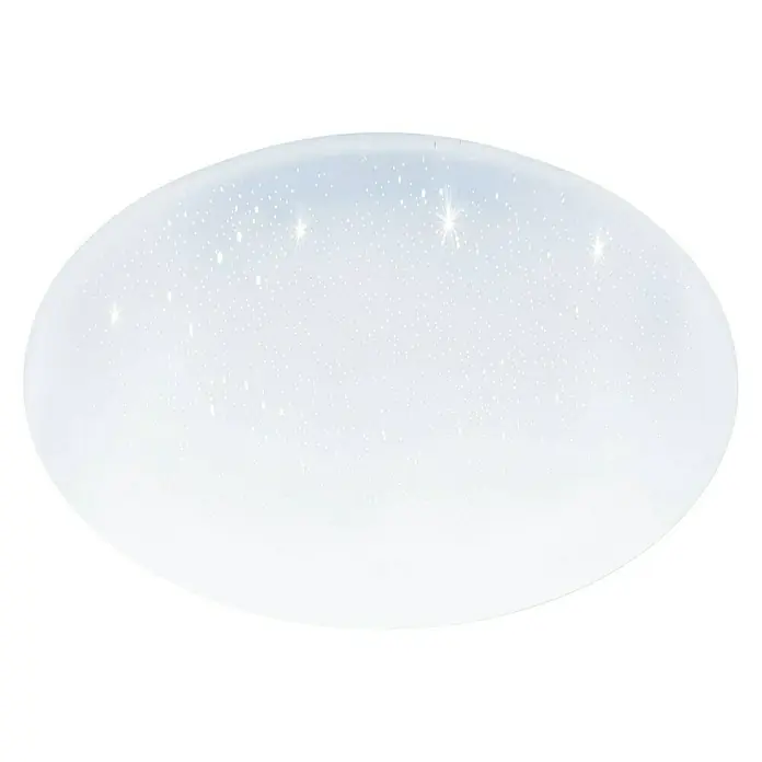 Eglo LED-Deckenleuchte rund POGLIOLA-S - Ø x H: 50 x 8 cm, Neutralweiß, IP20 - Eine ovale, weisse Deckenleuchte, die mit glitzernden Sternen verziert ist und eine gemütliche Atmosphäre schafft. Ideal für Schlaf- oder Kinderzimmer.