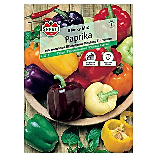Sperli Gemüsesamen Paprika (Blocky Mix F1, Capsicum annuum, Erntezeit: Juni - Oktober)