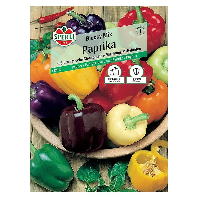 Sperli Gemüsesamen PaprikaBlocky Mix F1, Capsicum annuum, Erntezeit: Juni