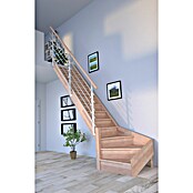 Starwood Raumspartreppe Rhodos (Breite: 84 cm, Buche, Geschosshöhe: 300 cm, 1/4-gewendelt links, Montageseite Geländer: Wahlweise links/rechts, Designgeländer Edelstahl, Mit Setzstufen) | BAUHAUS