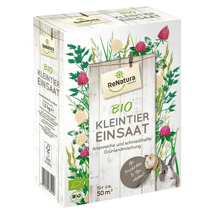 ReNatura Gründüngung - Kleintiereinsaat, 50 m² - Bio-Kleintier-Einsaat von ReNatura: Eine artenreiche Grünlandmischung für ca. 50 m², ideal als Frischfutter und Heu für Ihre Lieblinge.