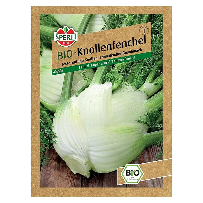 Sperli Gemüsesamen BIO Knollenfenchel - Foeniculum vulgare, Erntezeit: Juni - Bio-Knollenfenchel Samenpackung von Sperli, mit dem Versprechen fester, saftiger Knollen und aromatischem Geschmack, ideal für den Bio-Anbau im Garten.