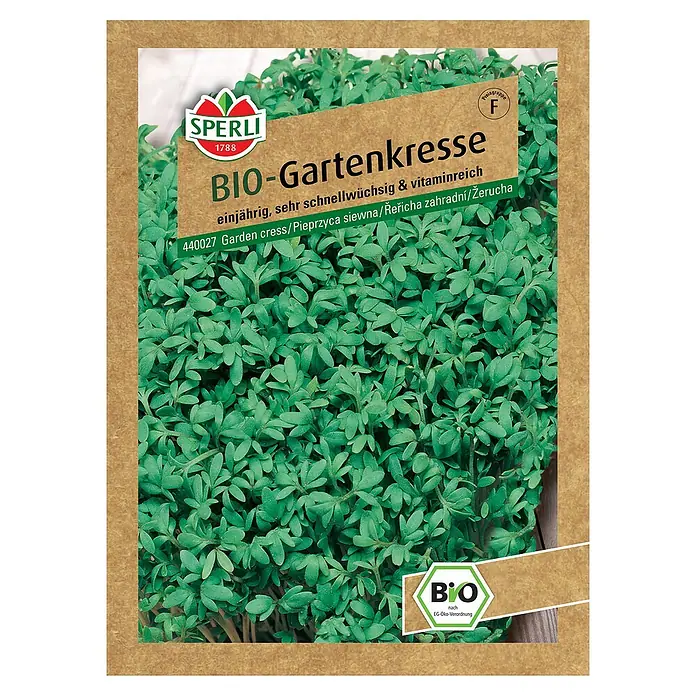 Sperli Saatgut BIO Gartenkresse - Lepidium sativum, Saatzeit: April - Samenpackung Bio-Gartenkresse von Sperli, einjährig, schnellwüchsig und vitaminreich für den Garten.