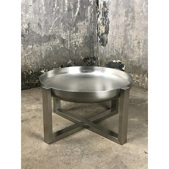 Gys Equipo de soldadura de electrodos GYSMI - Corriente de soldadura: 10 A - 160 A, 230 V - Mesa de centro moderna de acero inoxidable cepillado con base cruzada, perfecta para cualquier salón.