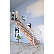 Starwood Raumspartreppe Lindos (Breite: 100 cm, Buche, Geschosshöhe: 300 cm, Gerade, Montageseite Geländer: Wahlweise links/rechts, Designgeländer Holzrundstäbe, Ohne Setzstufen) | BAUHAUS