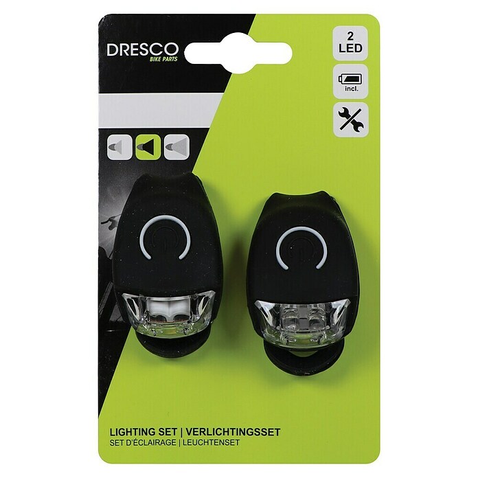 Dresco Fietsverlichtingsset LED Super Bright (Led, Zwart/Rood/Wit) | BAUHAUS