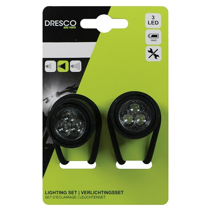 Dresco Fietsverlichtingsset Siliconen 3 LED’s (Led, Zwart/Rood/Wit) | BAUHAUS