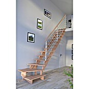 Starwood Raumspartreppe Lindos (Breite: 80 cm, Buche, Geschosshöhe: 300 cm, 1/4-gewendelt rechts, Montageseite Geländer: Wahlweise links/rechts, Designgeländer Edelstahl, Ohne Setzstufen) | BAUHAUS
