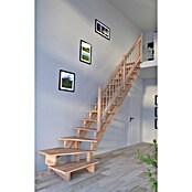 Starwood Raumspartreppe Lindos (Breite: 80 cm, Buche, Geschosshöhe: 300 cm, 1/4-gewendelt rechts, Montageseite Geländer: Wahlweise links/rechts, Designgeländer Holz/Holz, Ohne Setzstufen) | BAUHAUS