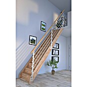 Starwood Raumspartreppe Rhodos (Breite: 84 cm, Eiche, Geschosshöhe: 300 cm, Gerade, Montageseite Geländer: Wahlweise links/rechts, Designgeländer Edelstahl, Mit Setzstufen) | BAUHAUS
