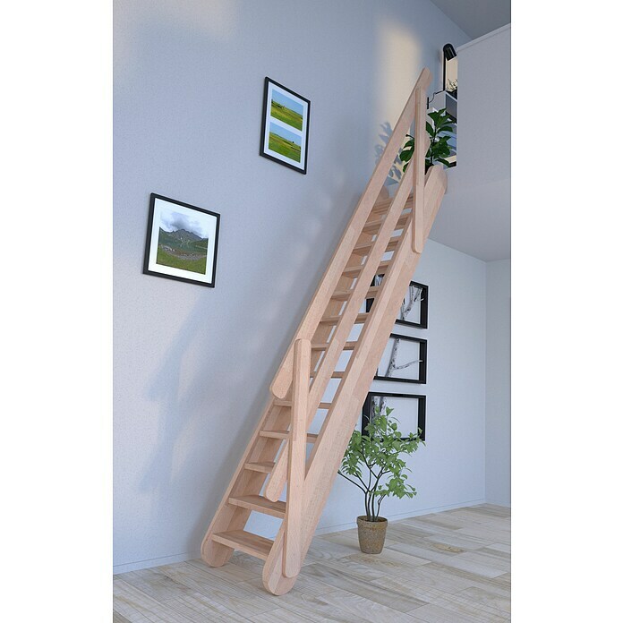 Starwood Raumspartreppe SamosBreite: 60 cm, Buche, Material Handlauf: Holz, Natur, Geschosshöhe: 250 cm - 285 cm, Gerade, Vollstufen Mood Shot