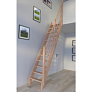 Starwood Raumspartreppe Buche 3000 (Breite: 60 cm, Buche, Material Handlauf: Holz, Natur, Montageseite Geländer: Rechts, Geschosshöhe: 279,5 cm)