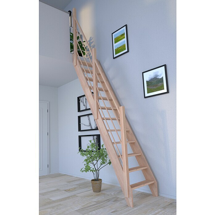 Starwood Raumspartreppe Buche 3000 (Breite: 60 cm, Buche, Material Handlauf: Holz, Natur, Montageseite Geländer: Links, Geschosshöhe: 279,5 cm) | BAUHAUS